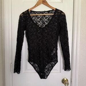 Stradivarius Black Lace Bodysuit Goth Dark Romantic